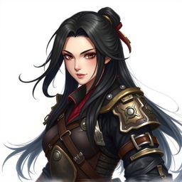 A realistic drawing of a fantasy character, featuring a 24-year-old Japanese pirate-samurai