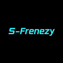 A modern and sleek logo design for the S-Frenezy headset, featuring bold typography that incorporates futuristic elements