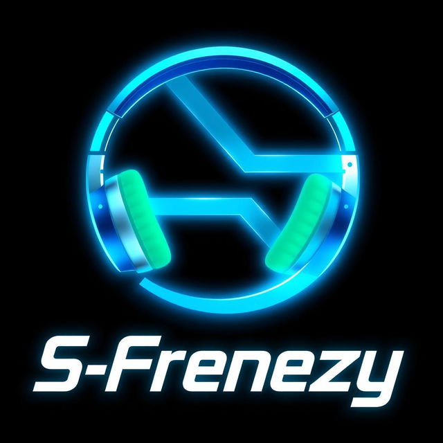 A modern and sleek logo design for the S-Frenezy headset, featuring bold typography that incorporates futuristic elements