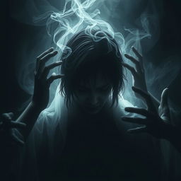 A figure with a profound expression of desolation, surrounded by shadowy forms that appear to be trying to offer comfort but are unable to do so