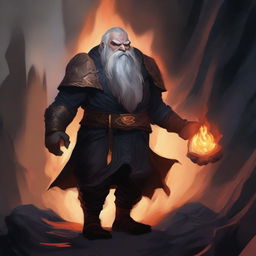 A striking digital art piece presenting a DnD character, a dwarf with skin that resembles coarse, rugged rock, laced with veins of dark crystal