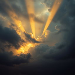 A dramatic and dark sky with golden rays of light breaking through the clouds, symbolizing a call for diversity
