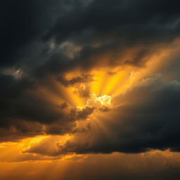 A dramatic and dark sky with golden rays of light breaking through the clouds, symbolizing a call for diversity