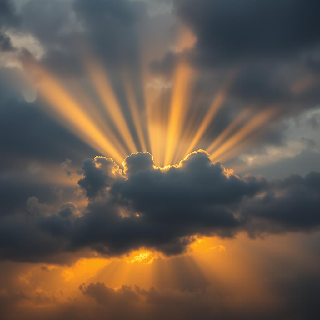 A dramatic and dark sky with golden rays of light breaking through the clouds, symbolizing a call for diversity