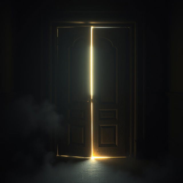 A closed door with bright light shining through the cracks, symbolizing the rejection of divine comfort