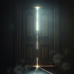 A closed door with bright light shining through the cracks, symbolizing the rejection of divine comfort