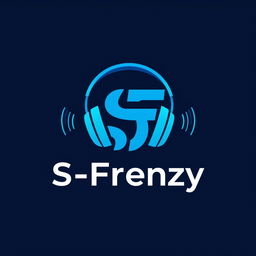 A modern and sleek logo design for a headphone company named S-Frenzy