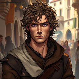 A fantasy character illustration of a man who is a 29-year-old Italian rogue-mercenary from the 17th century