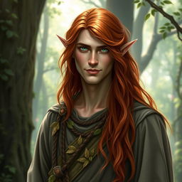 An artistic portrayal of a fantasy character, featuring a male elf appearing to be around 30 years old
