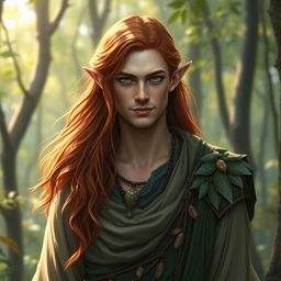 An artistic portrayal of a fantasy character, featuring a male elf appearing to be around 30 years old