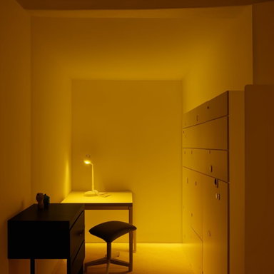 Cozy and Simple Modern Room with Dim Yellow Ambient Light