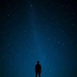 A vast starry sky that stretches infinitely, depicting the grandeur of the universe contrasted against a backdrop of personal pain