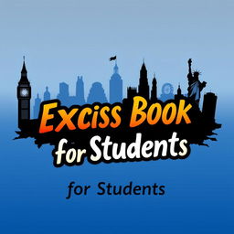 An artistic design featuring a blue and gray gradient background, showcasing striking silhouettes of Big Ben and the Statue of Liberty