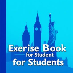 An engaging design featuring a vibrant blue gradient background, highlighting the silhouettes of Big Ben and the Statue of Liberty