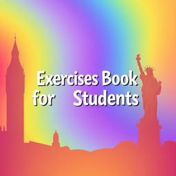 An imaginative design featuring a vibrant gaygradient background that blends rainbow colors seamlessly, showcasing the silhouettes of Big Ben and the Statue of Liberty