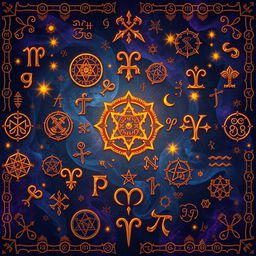 A magical background texture filled with intricate rune designs, featuring ancient symbols and glows