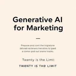 A minimalist book cover design featuring the title 'Generative AI Tools for Marketing' prominently at the top in a bold, modern font