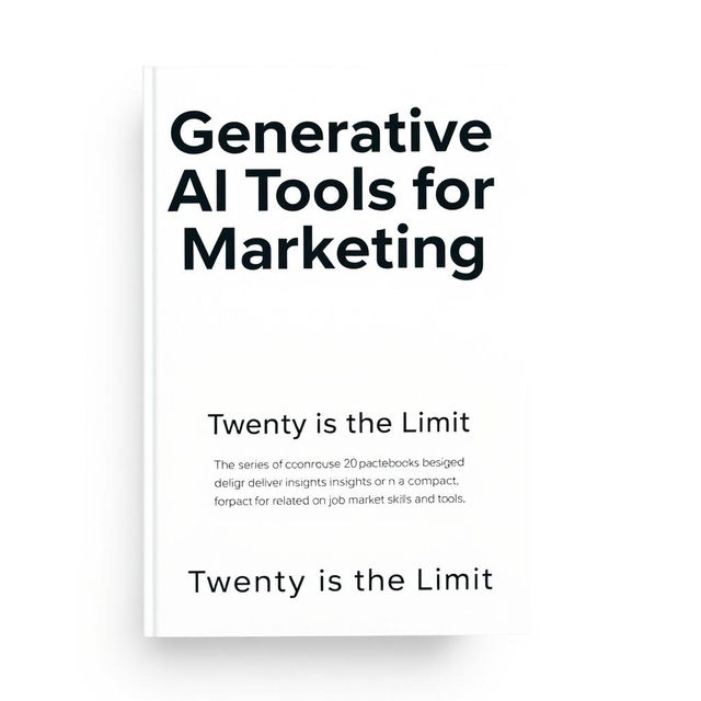 A minimalist book cover design featuring the title 'Generative AI Tools for Marketing' prominently at the top in a bold, modern font