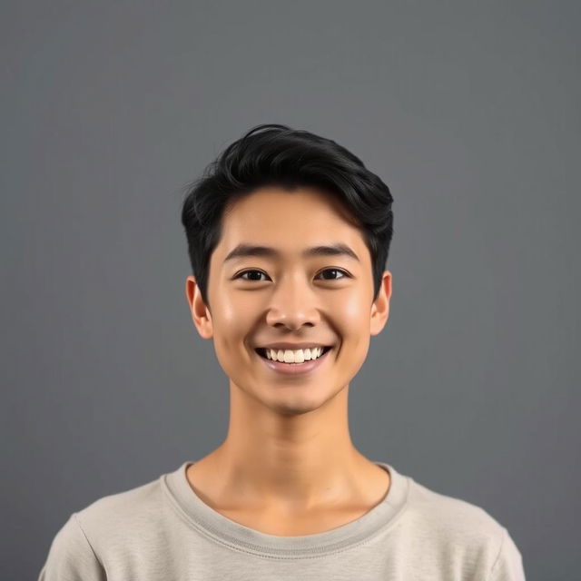 A portrait of a person against a gray background, showcasing excellent lighting