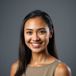 A portrait of a person against a gray background, showcasing excellent lighting