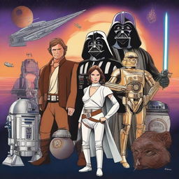 An image capturing the essence of Star Wars Episode IV, rendered in high-quality digital art