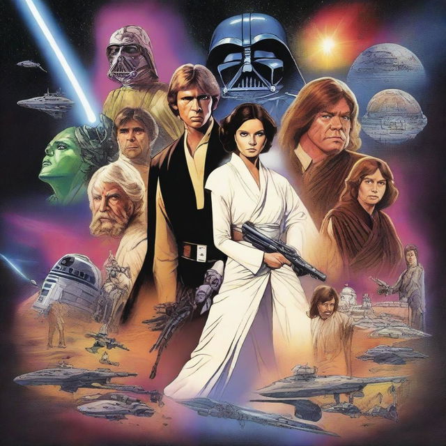 An image capturing the essence of Star Wars Episode IV, rendered in high-quality digital art