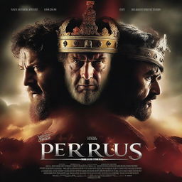 An intense, high-quality film poster showcasing a face-off between Perseus and the King