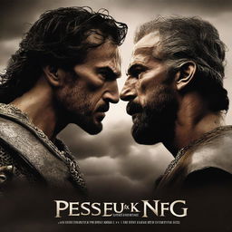 An intense, high-quality film poster showcasing a face-off between Perseus and the King