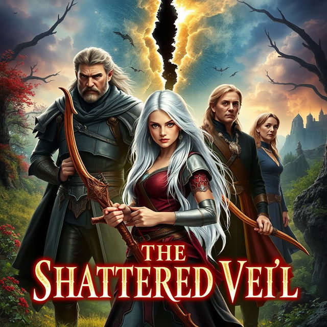 The cover of a fantasy novel titled 'The Shattered Veil'