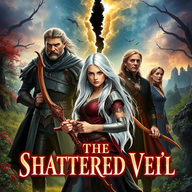 The cover of a fantasy novel titled 'The Shattered Veil'