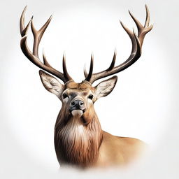 A high-quality digital art illustration of a large, imposing male deer with grand antlers