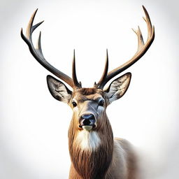 A high-quality digital art illustration of a large, imposing male deer with grand antlers