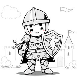A cute and whimsical depiction of a medieval knight's armor, designed in a playful and childish style