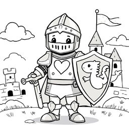 A cute and whimsical depiction of a medieval knight's armor, designed in a playful and childish style