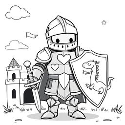 A cute and whimsical depiction of a medieval knight's armor, designed in a playful and childish style