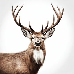 A high-quality digital art illustration of a large, imposing male deer with grand antlers