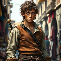 A realistic depiction of a 29-year-old Italian rogue-mercenary from the 17th century
