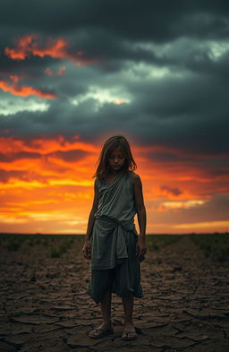 A poignant scene depicting a girl representing resilience amidst adversity
