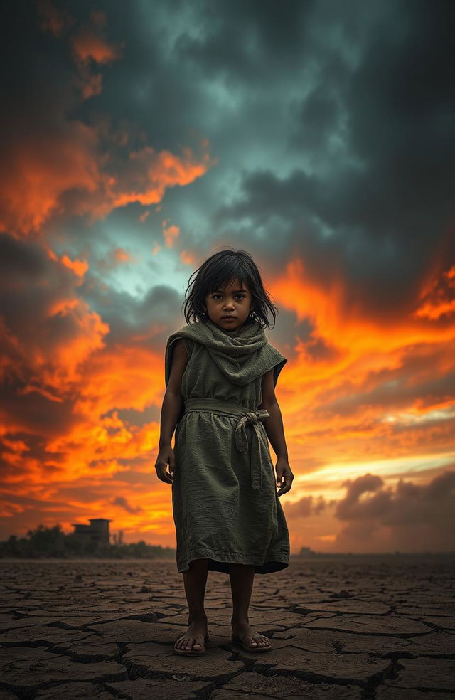 A poignant scene depicting a girl representing resilience amidst adversity