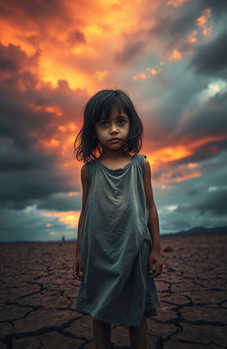 A poignant scene depicting a girl representing resilience amidst adversity