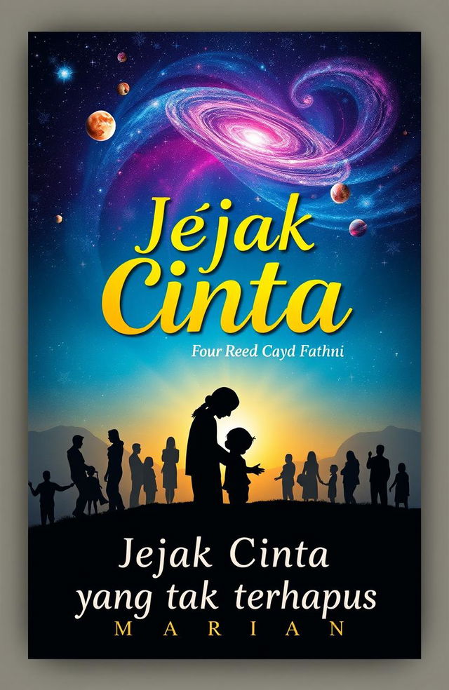 A captivating book cover design for 'Jejak Cinta yang Tak Terhapus'