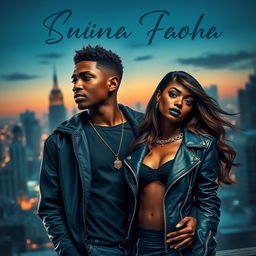 A captivating book cover featuring a young black man with a contemplative expression, dressed in stylish casual attire, embodying his Christian faith with a subtle cross necklace