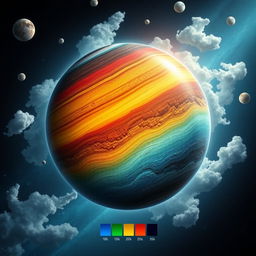 A detailed illustration of a planet showcasing a hypothetical lithosphere with a composition of 45% iron (Fe), 15% aluminum (Al), 25% silicon (Si), and 15% carbon (C)