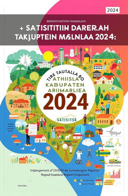 A detailed and informative cover design for a publication titled 'Statistik Daerah Kabupaten Tasikmalaya 2024'