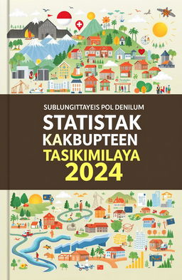 A detailed and informative cover design for a publication titled 'Statistik Daerah Kabupaten Tasikmalaya 2024'