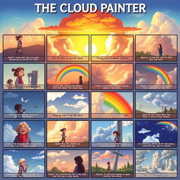 A visually stunning poster featuring 20 storyboard frames for 'The Cloud Painter'
