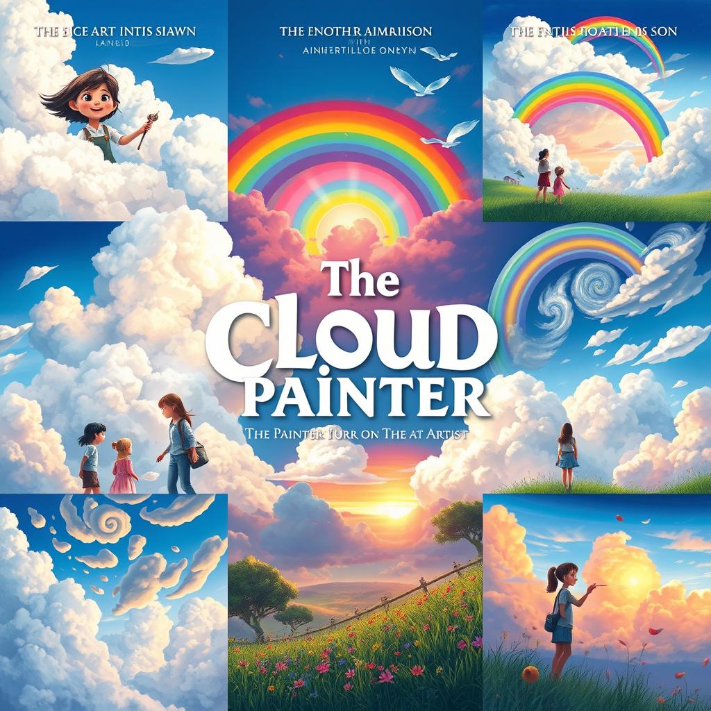 A captivating poster for 'The Cloud Painter', showcasing the journey of a young artist with the magical ability to paint clouds and influence the weather