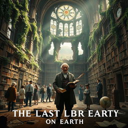 An evocative poster for 'The Last Library on Earth', visually narrating the essence of this unique sanctuary of knowledge in a post-apocalyptic world