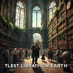 An evocative poster for 'The Last Library on Earth', visually narrating the essence of this unique sanctuary of knowledge in a post-apocalyptic world