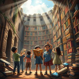 A thought-provoking poster for 'The Last Library on Earth', depicting a dystopian future where digital media has overshadowed physical books